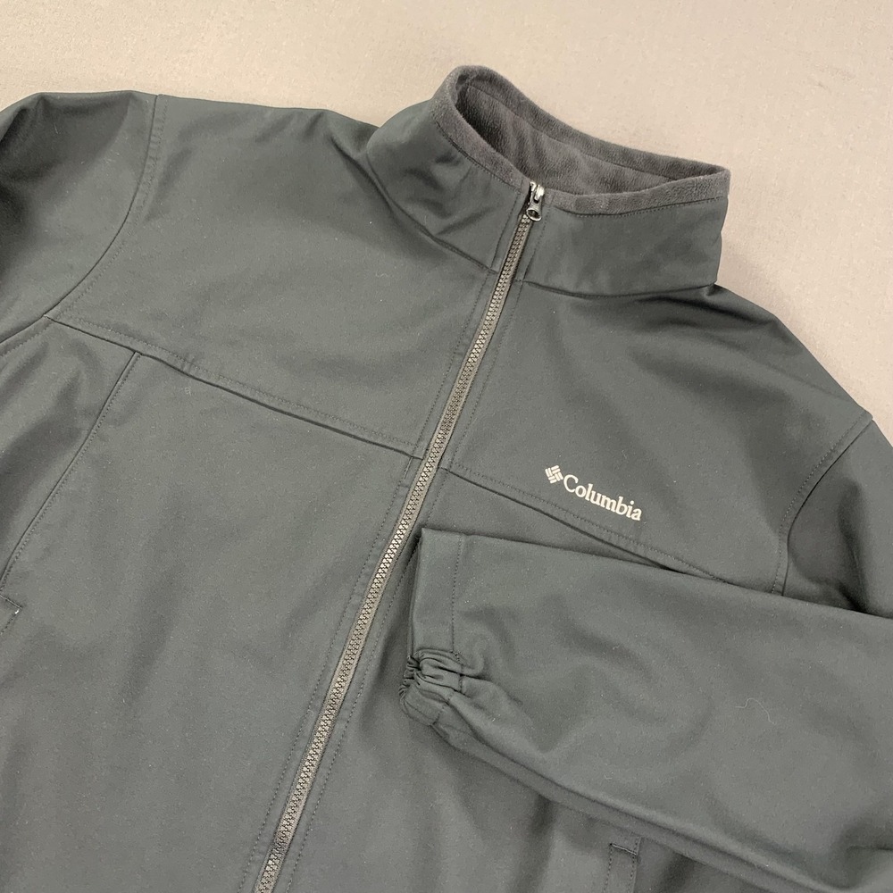 Columbia‎ Jacket Womens 1X Black Softshell Fleece Lined Full Zip Plus Hiking EUC